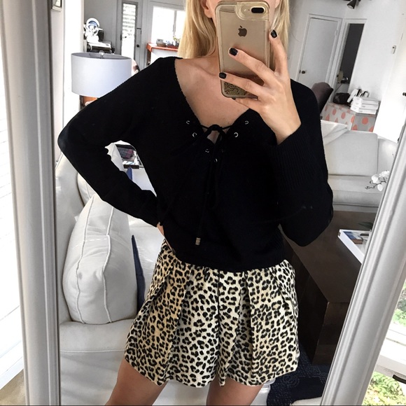 ARRIVED‼️Black Knit Lace Up Long Sweater - Picture 3 of 9